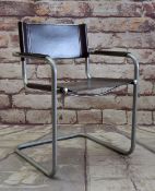 MART STAM B34 MID-CENTURY ARMCHAIR, leather and anodised steel, stamped '1-03 G Made In Italy',