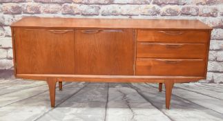 VINTAGE JENTIQUE TEAK SIDEBOARD, c. 1960's, long rectangular top above arrangement of cupboards