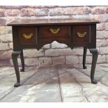 MID 18TH CENTURY MAHOGANY LOWBOY, reeded top above arrangement of three drawers and cusped under