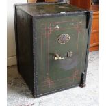 VICTORIAN THOMAS WITHERS & SON CAST IRON SAFE (West Bromwich), painted green and black with red