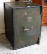 VICTORIAN THOMAS WITHERS & SON CAST IRON SAFE (West Bromwich), painted green and black with red