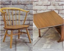 ERCOL ELM SUTHERLAND TABLE & '451' ARMCHAIR, table 69cms wide, chair 67cms high (2)