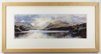 ALED PRICHARD-JONES R.C.A., pastel - Snowdonia from Llyn Llydan, signed with initials, titled on