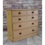 VICTORIAN PINE FIVE-DRAWER CHEST, turned handles, plinth base, 107w x 53d x 98cms h