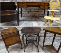 ASSORTED OCCASIONAL FURNITURE & LIGHTING, comprising Victorian commode, walnut bedside cabinet,