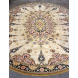 LOUIS DE POORTERE OVAL ORIENTAL-STYLE RUG, with central medallion and border of pendant palmettes