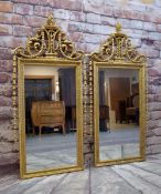 STYLISH PAIR OF LARGE MODERN REPRODUCTION 18TH CENTURY-STYLE GILTWOOD MIRRORS, with acanthus and fl
