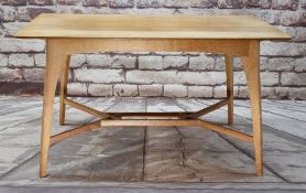 COTSWOLD SCHOOL OAK DINING TABLE, rectangular top with slightly bowed sides and ends, on shaped legs