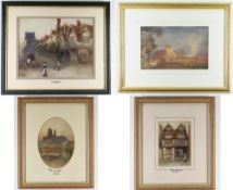 CIRCLE OF WILLIAM JAMES MULLER watercolours - entitled Corfe, Warwick and Shrewsbury, two bear