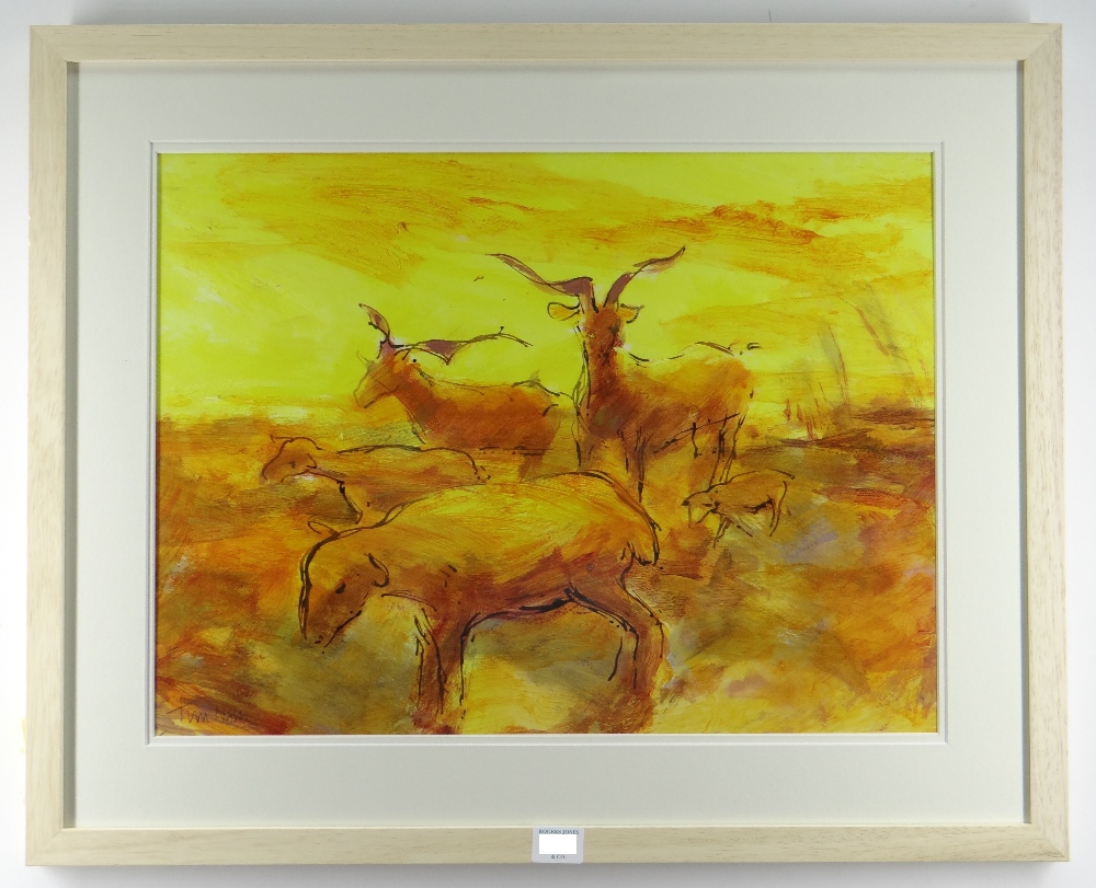 TOM NASH acrylic - Camargue cattle in orange and yellow, signed, 36 x 48cms Provenance: directly - Image 2 of 2