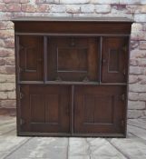19TH CENTURY OAK COUNTRY HOUSEKEEPER'S CABINET, with central square escritoire fall between