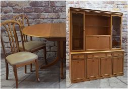 SUTCLIFFE TEAK DINING SUITE, comprising dining room cabinet, 190 x 160 x 47cms, extending dining