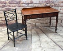 VICTORIAN WALNUT DRESSING TABLE & EBONISED CHAIR, table with moulded top above two frieze drawers on