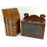 19TH CENTURY MAHOGANY COUNTRY HOUSE LETTER BOX, shaped hanging back, glazed front and hinged side