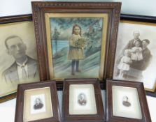 SIX WELSH VICTORIAN / EDWARDIAN FAMILY PHOTOGRAPHS, including a tinted photograph of a girl with