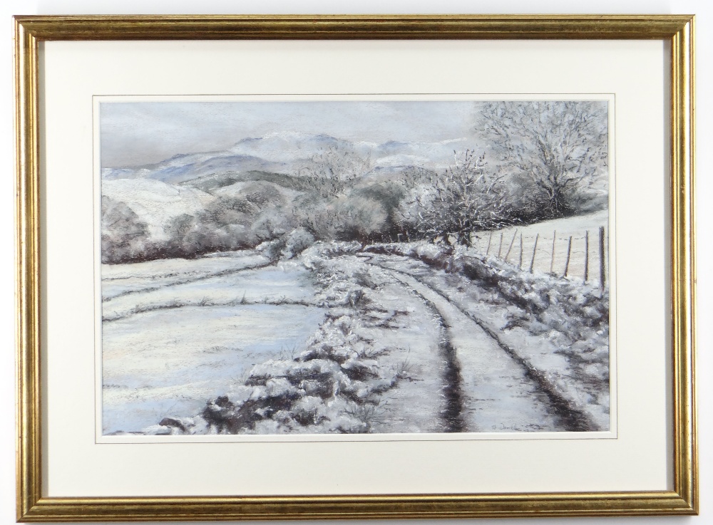 GORDON WILKINSON / BARBARA DANIELS watercolour/pastel - three winter landscapes, the former entitled - Image 2 of 4