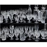 ASSORTED MODERN CUT GLASS, including drinking glasses of various sizes and shapes, four decanters,