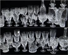 ASSORTED MODERN CUT GLASS, including drinking glasses of various sizes and shapes, four decanters,