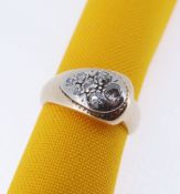 YELLOW & WHITE METAL SEVEN-STONE DIAMOND RING of teardrop design, ring size N, 7.3gms