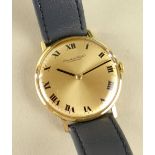 9CT GOLD IWC GENTS WRISTWATCH, the dial marked 'International Watch Co Schaffhausen' with Roman
