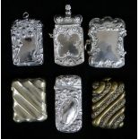 SIX VARIOUS VESTA CASES comprising two silver, one brass and three plated, of various design