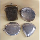 FOUR VARIOUS VESTA CASES comprising three silver examples, two being of engraved circular design one