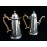 PAIR GEORGE V SILVER BACHELORS COFFEE POT & HOT WATER POT, S.W. Smith & Co., Birmingham 1927,