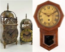 TWO BRASS REPRODUCTION LANTERN CLOCKS, smaller marked 'Smiths Clocks & Watches Ltd', and with