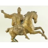 AFTER GIANNINO CASTIGLIONE, bronze - 'Il Crociato', crusader on rearing horse, 23 x 8 x 24cms