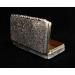 AUSTRO-HUNGARIAN SILVER ENGINE TURNED SNUFF BOX, Vienna 1840, bird and scroll engraved, gilt interio
