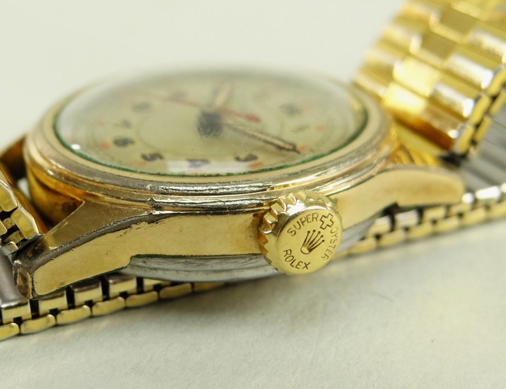 VINTAGE PLATED ROLEX WRISTWATCH, the dial with centre seconds hand, minute railroad, Arabic - Image 4 of 4