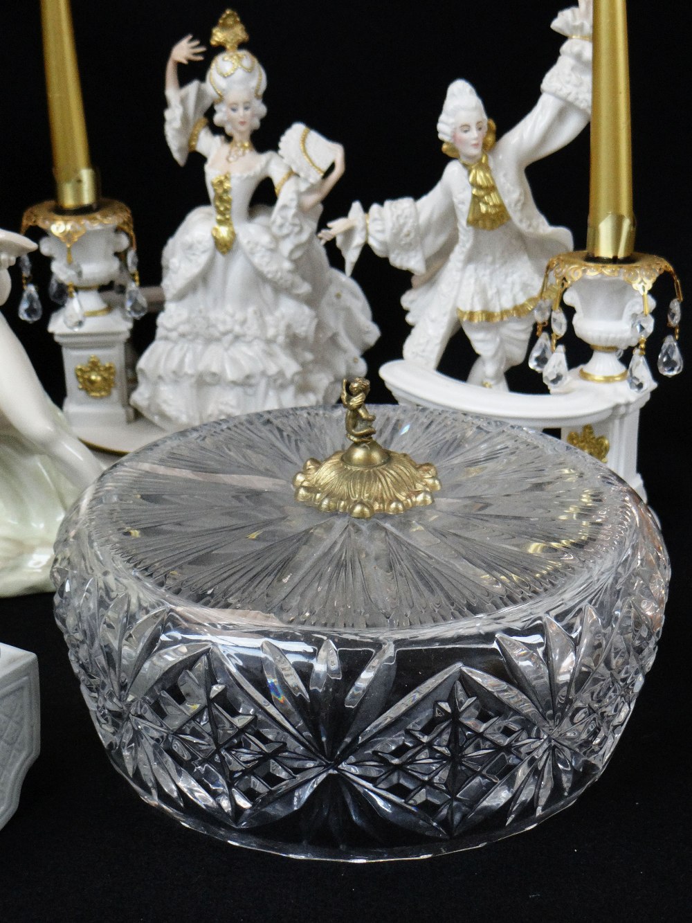 ASSORTED CONTINENTAL CHINA FIGURES, including pair bisque piano babies, pair 'House of Faberge' - Image 2 of 5