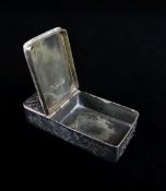 VICTORIAN SILVER TWO SECTION VESTA CASE, of rectangular shape, engraved with scroll and foliate