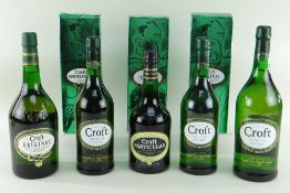 EIGHT BOTTLES CROFT SHERRY, including 3 x boxed Original Pale Cream, four others unboxed (