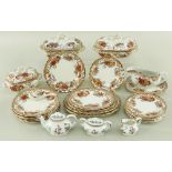 MINIATURE STAFFORDSHIRE POTTERY DINNER SERVICE 'ASHLEY' PATTERN including tureens, plates, platters,