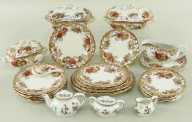 MINIATURE STAFFORDSHIRE POTTERY DINNER SERVICE 'ASHLEY' PATTERN including tureens, plates, platters,