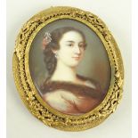 AFTER ROSALBA CARRIERA, portrait miniature on ivory - 'Grafin Recanati', in pierced and engraved