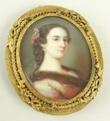 AFTER ROSALBA CARRIERA, portrait miniature on ivory - 'Grafin Recanati', in pierced and engraved