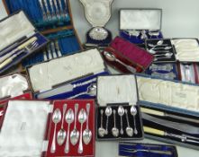 ASSORTED BOXED SILVER & EPNS FLATWARE, including set of six silver coffee spoons with nesting