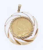 VICTORIAN GOLD SOVEREIGN, 1898, set in 9ct gold pendant mount, 10.4gms