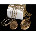 ASSORTED JEWELLERY comprising 9ct gold scroll and foliate engraved oval locket 12.1gms, yellow metal