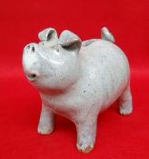 EWENNY CLAY PITS STONEWARE PIGGY BANK, impressed mark, grey glaze, 25cms long Comments: tail