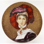 FRENCH MONTEREAU (BARLUET & CIE) RENAISSANCE-STYLE FAIENCE CHARGER, painted with a portrait of a