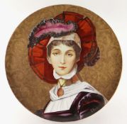 FRENCH MONTEREAU (BARLUET & CIE) RENAISSANCE-STYLE FAIENCE CHARGER, painted with a portrait of a