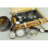 ASSORTED POCKET & WRISTWATCHES comprising silver (800) and enamel open face pocket watch, Elgin