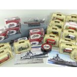 ASSORTED DIECAST VEHICLES & SHIPS, including Lledo Days Gone x 30, De Agostini battleships x 5;