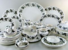 WEDGWOOD 'NAPOLEON IVY' PART SERVICE printed in grey, including coffee cups, side, dinner and