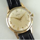 YELLOW METAL GENTS ZODIAC WRISTWATCH, 32mm case, on leather strap Auctioneer's Note: unable to