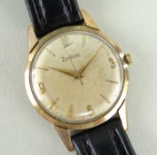 YELLOW METAL GENTS ZODIAC WRISTWATCH, 32mm case, on leather strap Auctioneer's Note: unable to