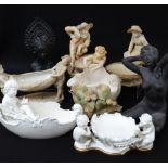 ASSORTED FIGURAL COMPORT DISHES, including two Royal Worcester models of figures seated by oval